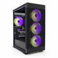 Computer case with RGB lighting on a white background