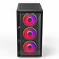 Computer case with RGB lighting on a white background