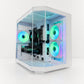 Computer case with RGB lighting on a white background