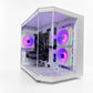 Computer case with RGB lighting on a white background