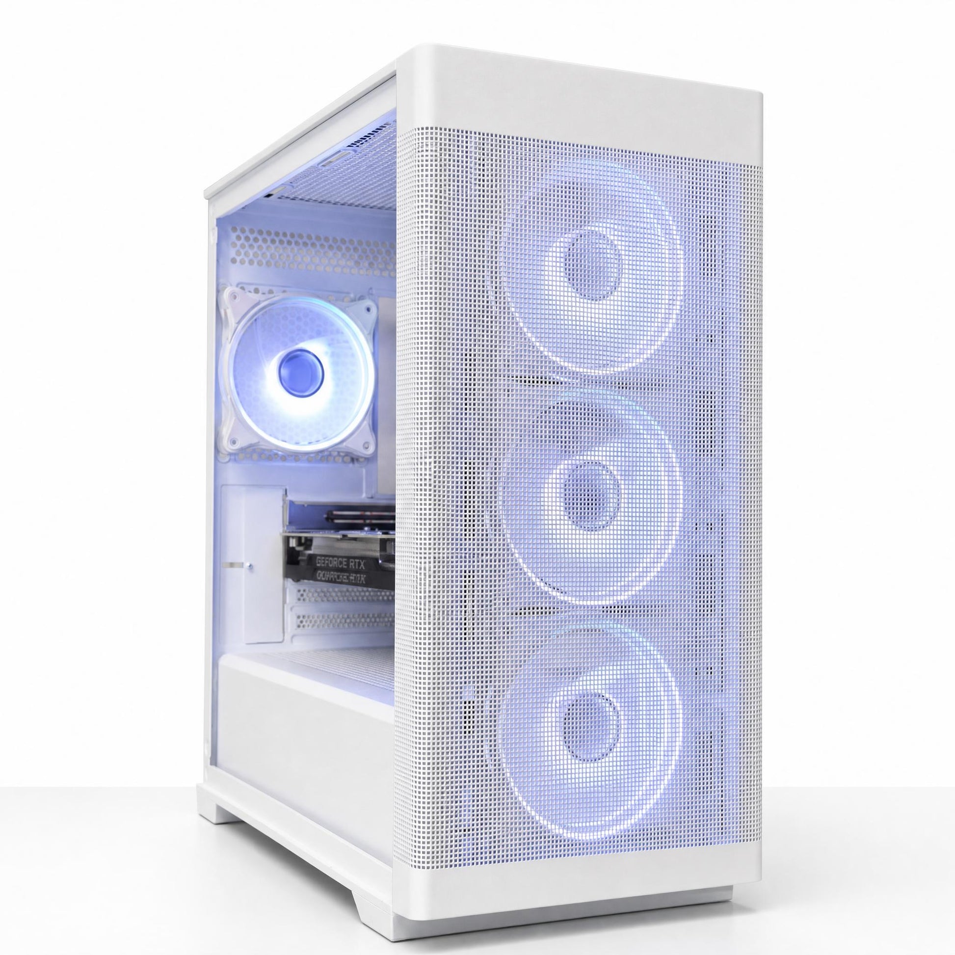 White gaming pc on white background